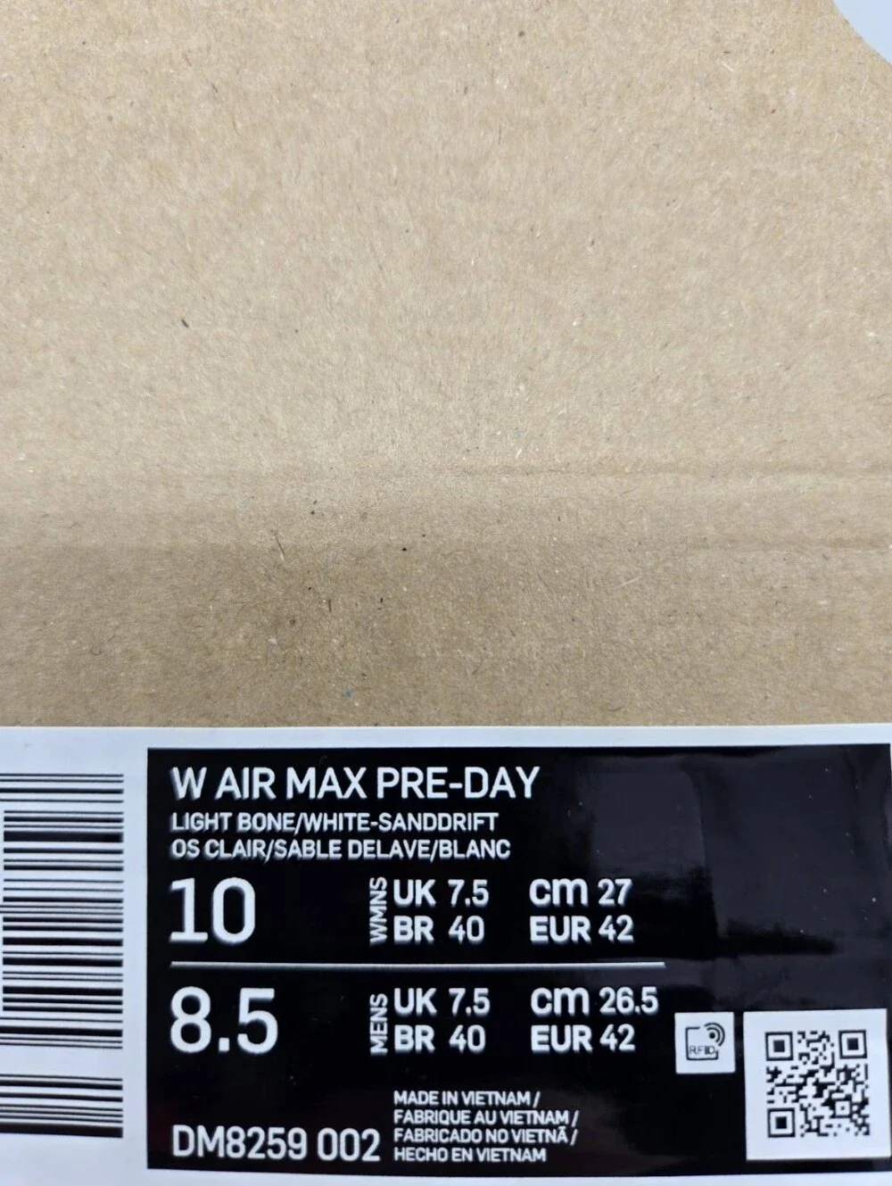 Nike Women's Air Max Pre-Day Light Bone Sanddrift Shoes Size 10